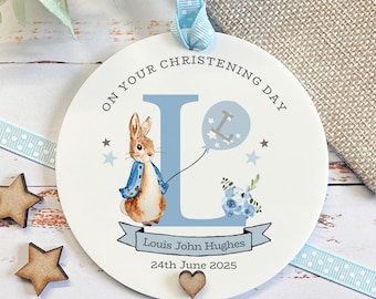 Personalised Christening Gift For A Boy, Peter Rabbit Design Christening gift, Christening Decoration, Gift For A Godchild, Boys Christening