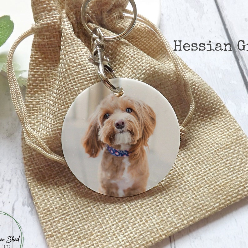 Personalised Dog Photo Keyring, Double Sided Pet Loss Keyring, Dog Remembrance Keepsake Free Giftbag image 5