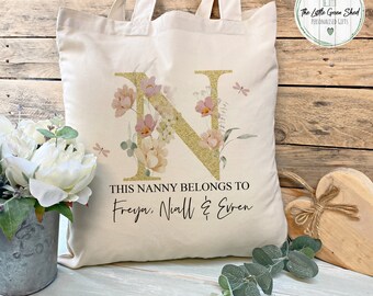 Personalised Nanny Bag, Mothers Day Gift, Nanny Birthday Gift, New Nanny Bag, Nanny Christmas Gift, Gift From Grandchildren, Gran Tote Bag