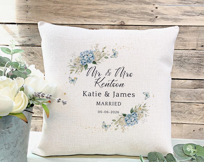 Personalised Wedding Cushion Gift, Mr & Mrs Keepsake, Custom Newlywed Gift, Wedding Day Gift for Couple, Anniversary Present
