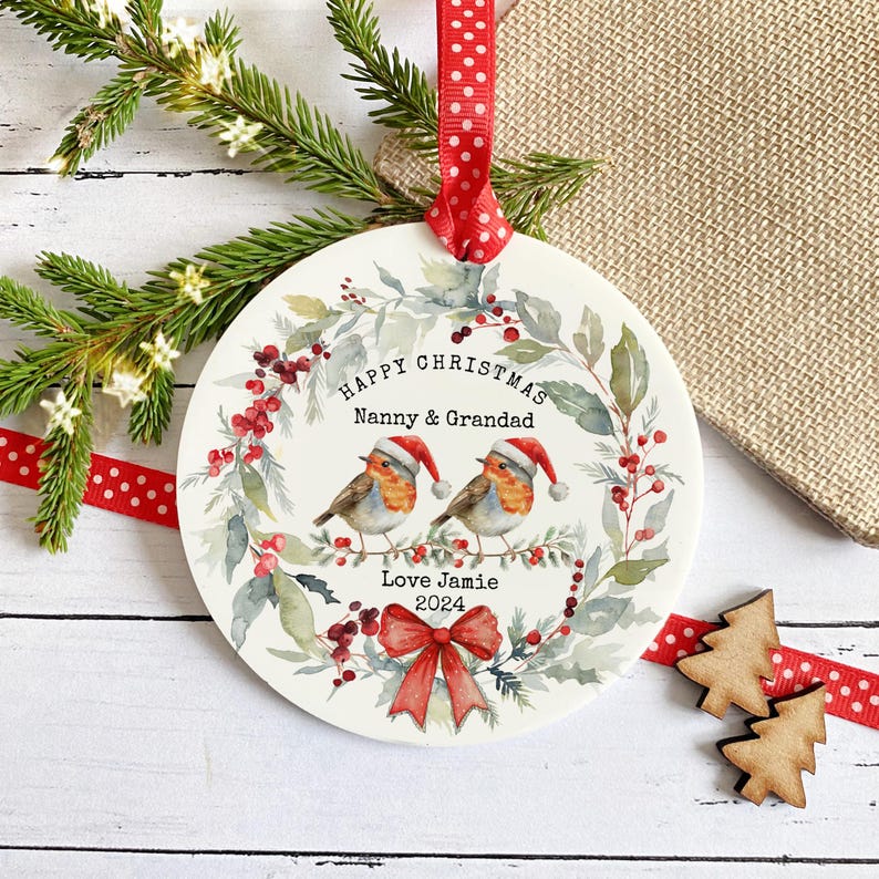 Personalised Christmas Tree Bauble for Nanny & Grandad, Christmas Gift