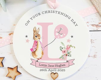 Personalised Christening Gift For A Girl, Peter Rabbit Design Christening gift, Christening Decoration, Gift For Godchild, Girls Christening