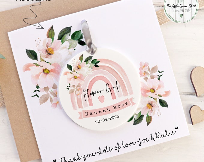 Wedding Card For Flower Girl , Bridesmaid Card, Maid of Honour Gift, Wedding Card, Wedding Gift, Bridesmaid keepsake Card