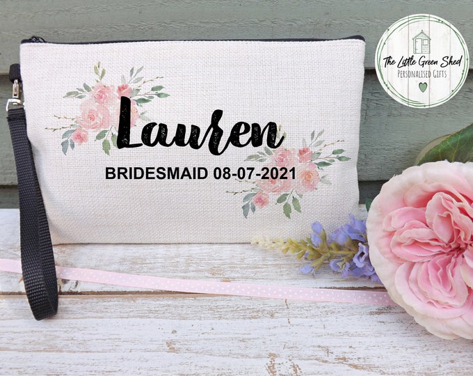 Bridesmaid Gift,  Maid Of Honour, Flower Girl  Personalised Gift, Make Up Bag