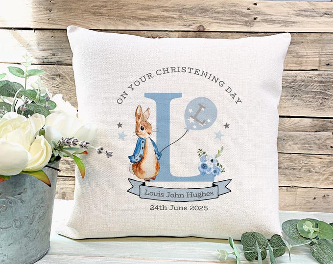 Personalised Boys Christening Gift, Boys Christening Cushion, Baptism Gift, Godchild Gift, Gift For Godson, Christening Gifts