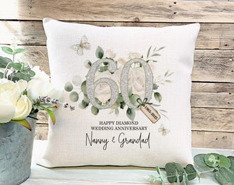Diamond Wedding Anniversary Gift, 60th Anniversary gift, Wedding Gift, Gift for Couples, Anniversary Cushion,