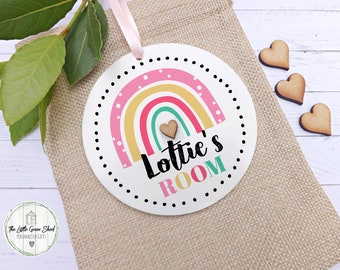 Personalised Rainbow Room Sign: Acrylic Kids Door Plaque