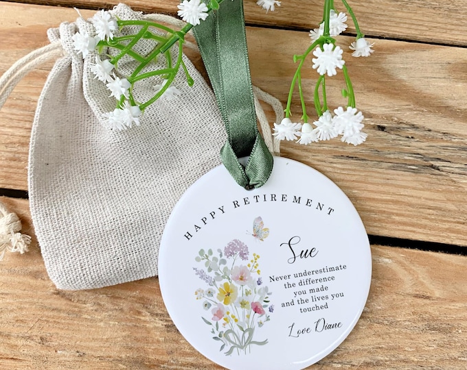 Personalised Ceramic Retirement Keepsake | Colleague Leaving Gift, Work Friend Keepsake