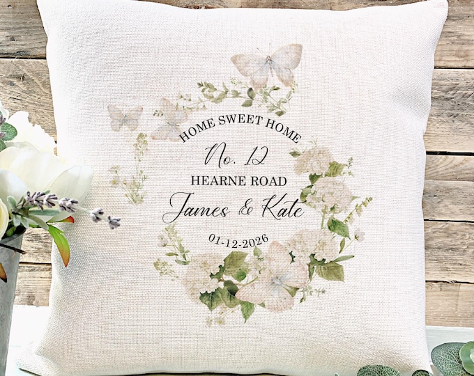 New Home Gift | First Home Gift | |Home Sweet Home Cushion | First House Gift for Couple | Houswarming Gift | Moving In Gift | Floral Design