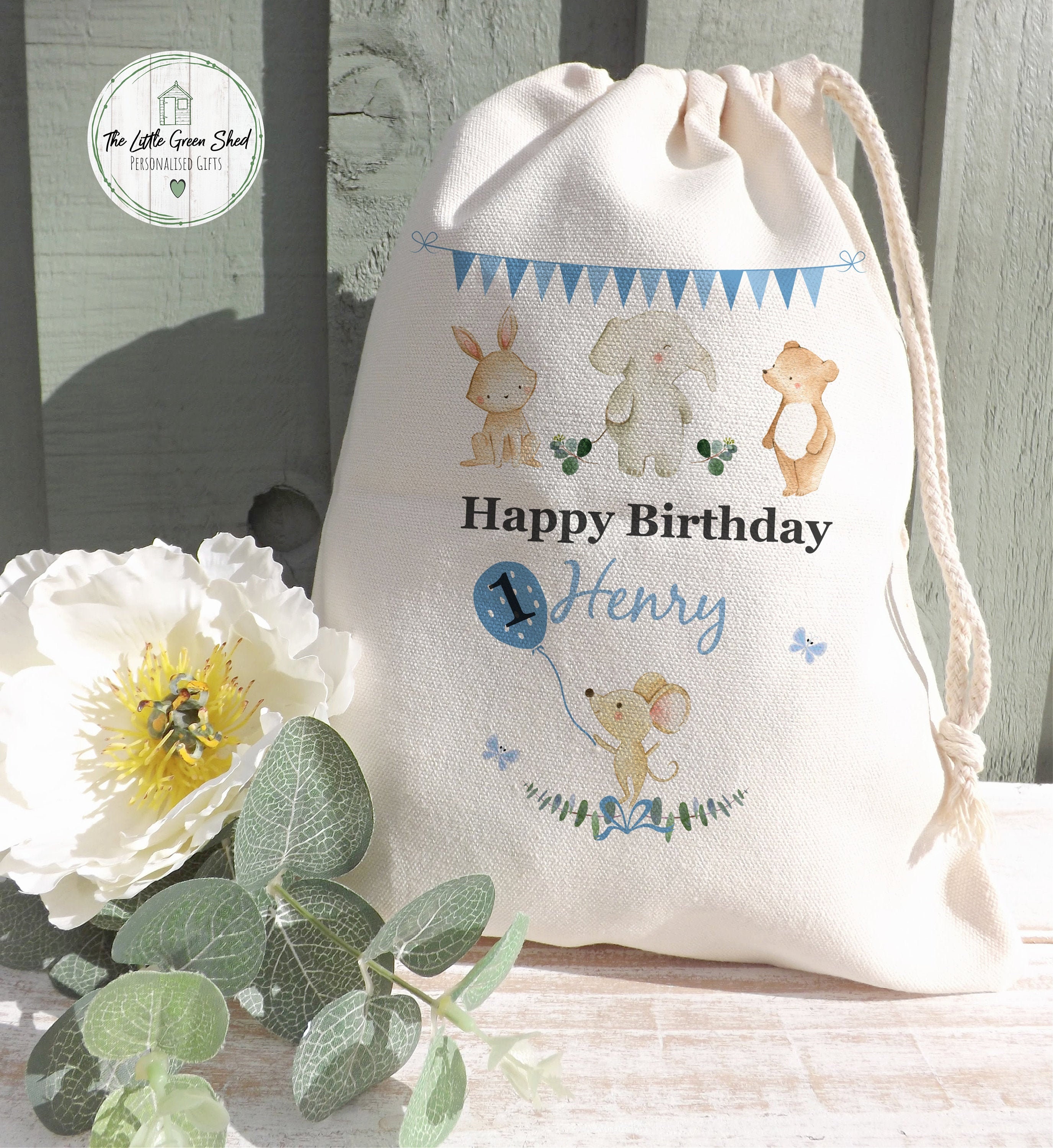 1st Birthday Gift Drawstring Bag Personalised Boy Birthday Etsy