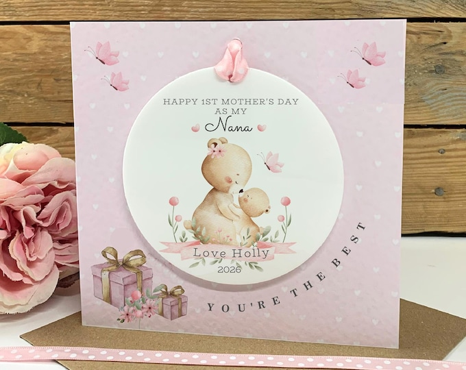 First Mothers Day Nana Card, Personalised First Mother's Day Keepsake. Detachable Gift, Gift for Nanny, Nan, Mum, Gran, New Nan Present