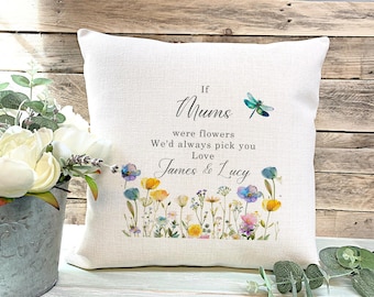 Personalised Mum Cushion, Floral Dragonfly Design, Gift for Mother, Nanny, Gran