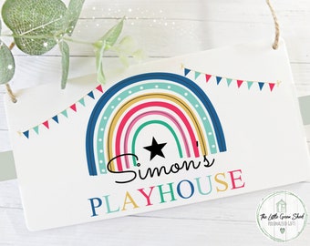 Personalised Playhouse Sign: Rainbow Acrylic Den Decor