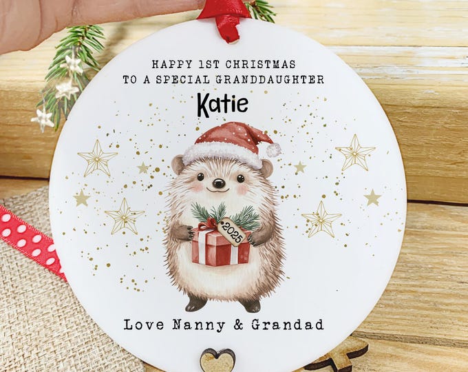 Granddaughter 1st Christmas Bauble, Baby's First Christmas, Grandchild Christmas Gift, Newborn Keepsake,  Baby's 1st Christmas Gift,