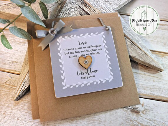 Gifts For Work Mates
 Colleagues Card Workmates Gift Wooden Friend Keepsake Hanging