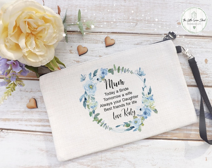 Mum Of The Bride Gift Personalised Make up Bag Mother Daughter Floral bag Wedding Gift