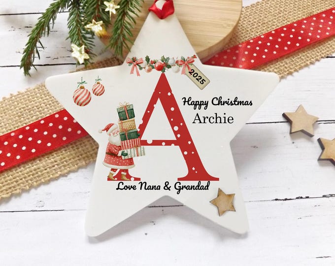 Personalised Children's Christmas Tree Decoration, Christmas Ornament, Kid's Christmas Keepsake, Christmas Star, Children's Christmas Bauble