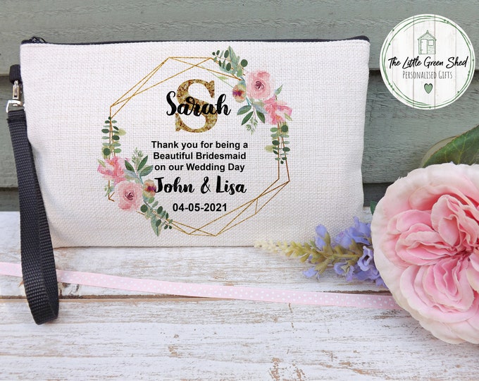 Bridesmaid Gift, Bridal Party Gifts, Wedding Gift, Maid Of Honour, Flower Girl Gift, Personalised Gift, Cosmetic Bag, Make Up Bag
