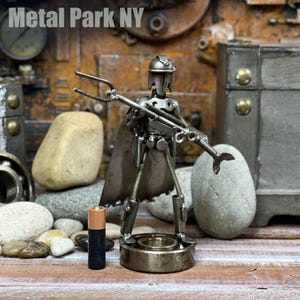 MAN HUNTER XS, Scrap metal sculpture, Handmade Scrap Metal Art, Recycled Motorcycle Parts, Sci-Fi inspired Gift
