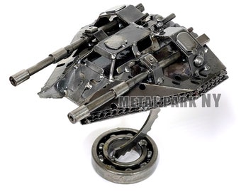 Steampunk Spaceship Sculpture - Handmade Scrap Metal Sci-Fi Battle Art, Unique Space Decor