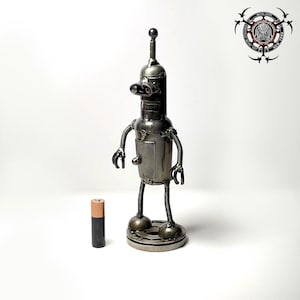 Robot Sculpture - Handmade from Scrap metal and Motorcycle Parts, One of a kind, Sci-Fi Figure