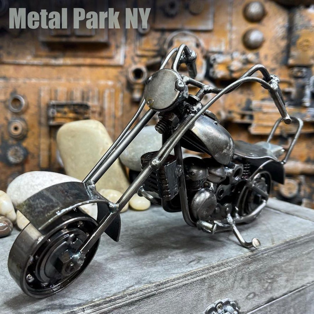 Custom Scrap Custom Chopper Scrap Metal Sculpture - Handmade From Recycled ...