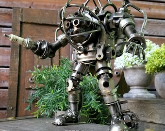 BIG DADDY Inspired Sculpture - Recycled Motorcycle Parts Art, Handmade Scrap Metal Decor