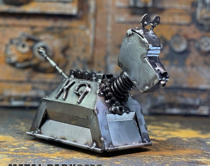 K-9 Steampunk Robot, Metal Art, Scrap metal statue, Handmade