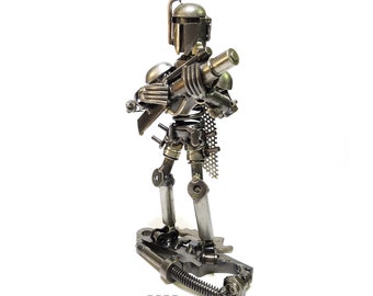 Handmade, Boba Fett Inspired, Scrap Metal Art Sculpture