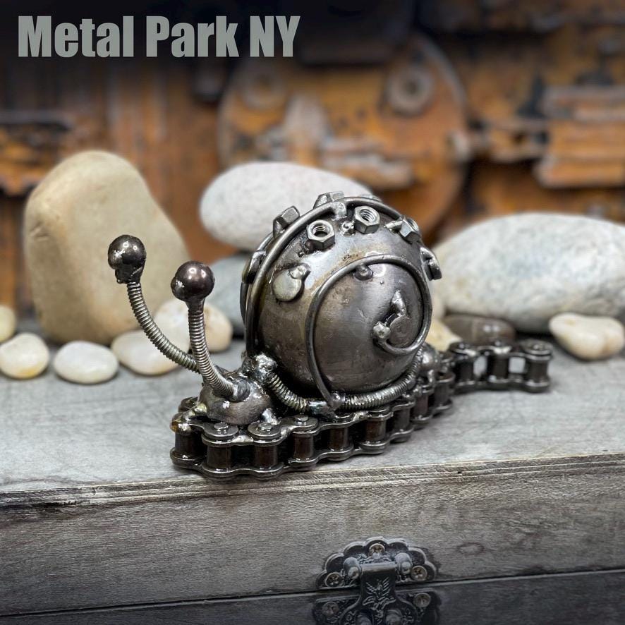Gary Inspired Steampunk Mechanical Snail Sculpture - Recycled Metal Art ...