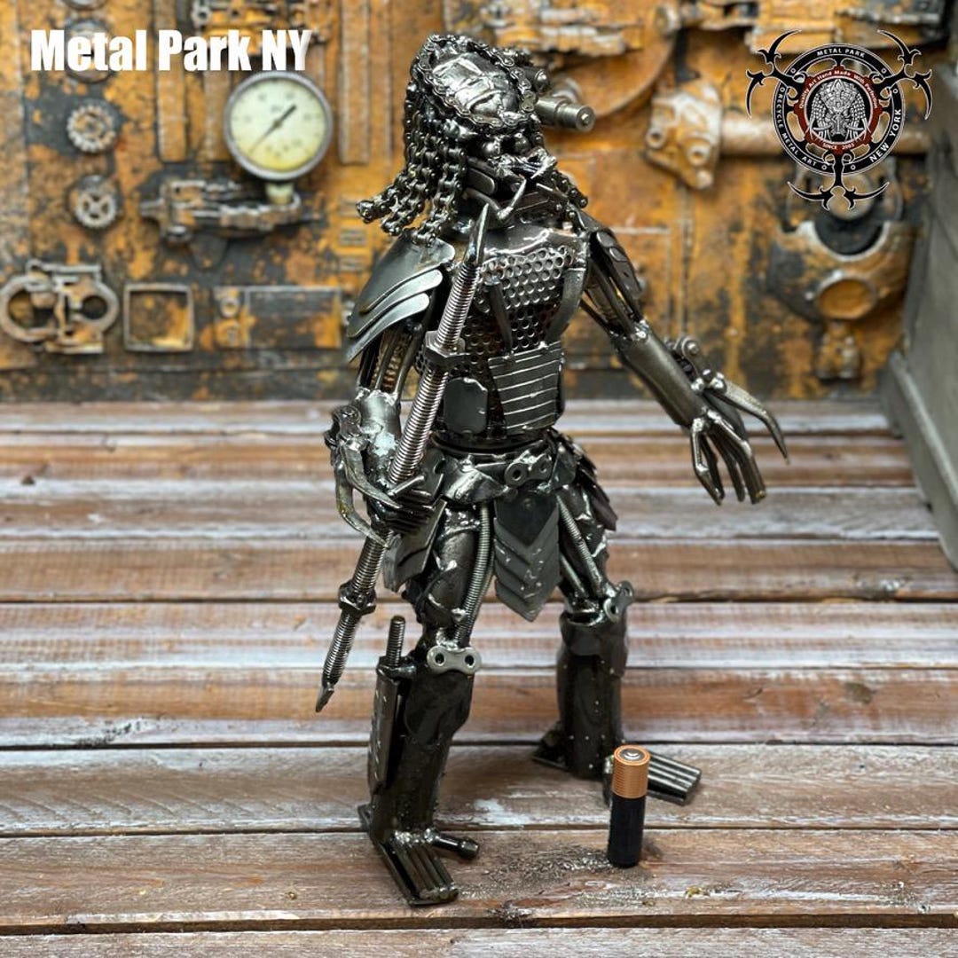 Predator Sculpture - Handmade Upcycled Metal Alien Art, Steampunk Scrap ...