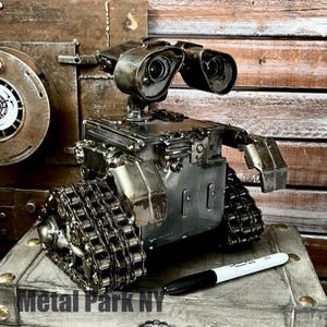 Handmade Recycled Metal Robot Sculpture - Wall-Bot- Industrial Steampunk Art by Metal Park NYBuilt