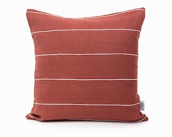 Throw pillow covers Linen pillow case Gray, Red, White, Stripes Throw Pillow