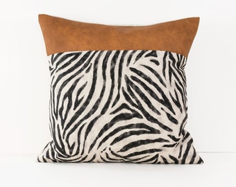 Throw pillow covers Linen pillow case Animal Print Pillow Cover Beige