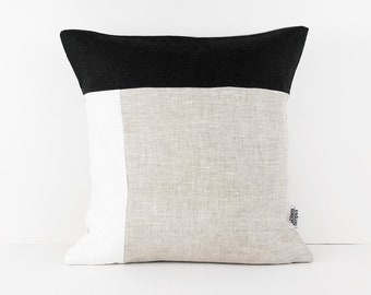 Throw pillow covers Linen pillow case Throw Pillow Covers Minimal Small Black