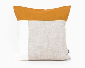 Mid century pillow. Organic linen Mustard Pillow Covers Linen Throw