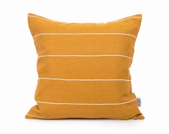 Mid century pillow. Organic linen Mustard Pillow Covers Linen Throw