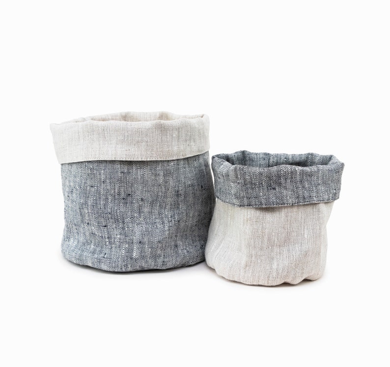 Navy Linen Storage Basket Nursery Storage Baskets Blue Toy Etsy