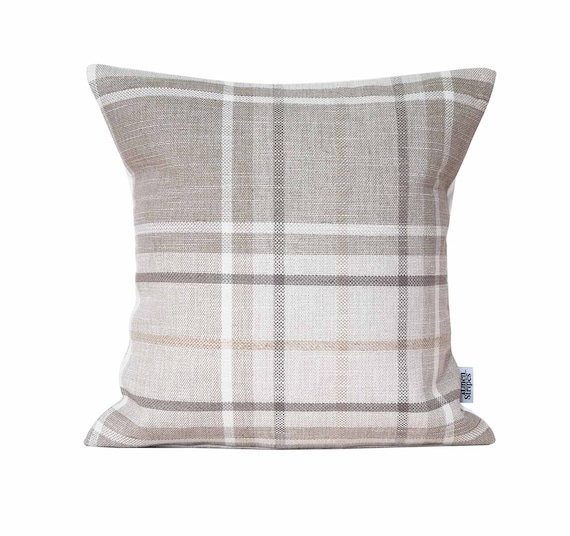 Grey and white plaid pillows sale