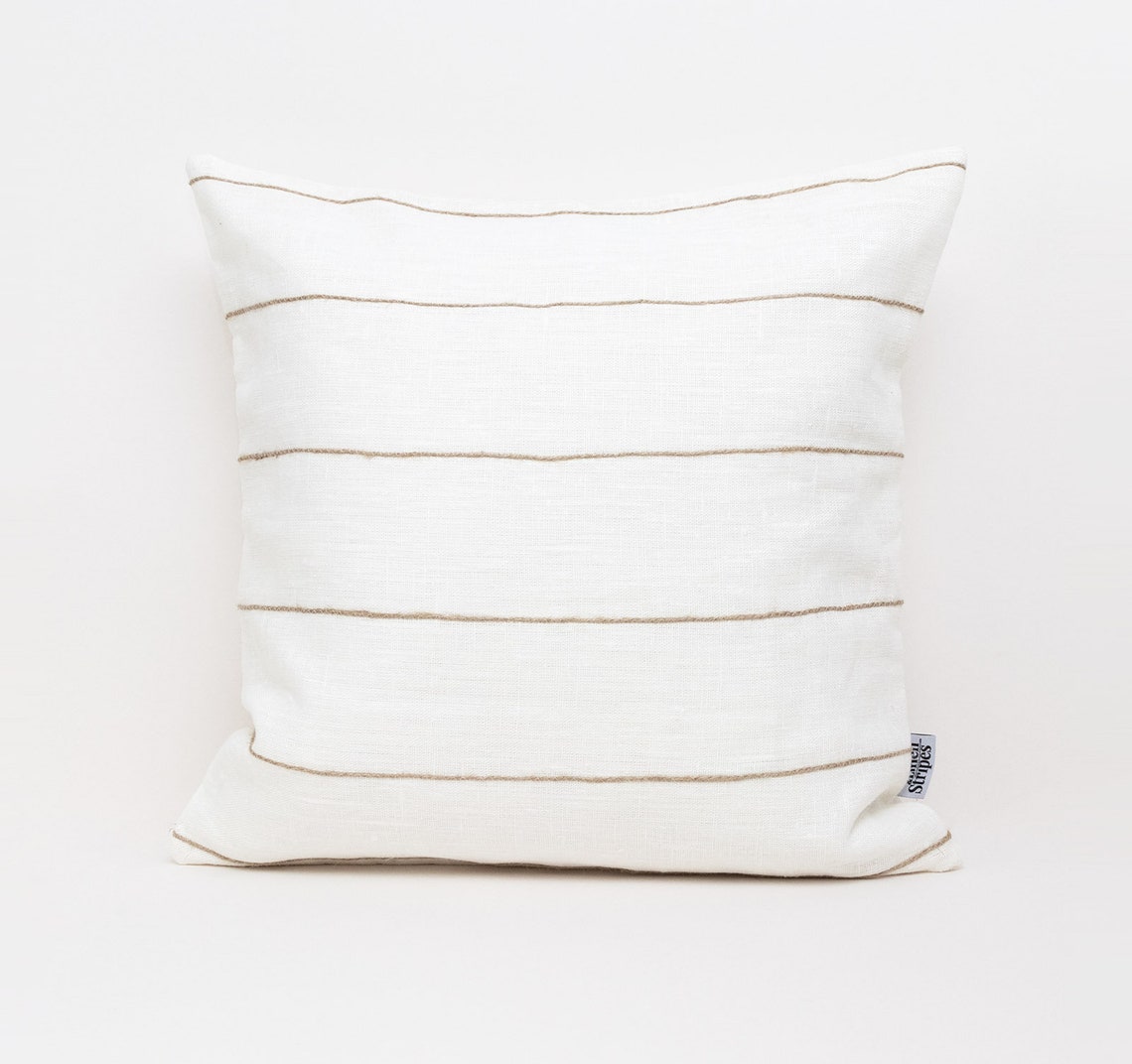 Boho Cushion Cover Navy Linen Pillow Cover Jute Striped Eco Etsy UK