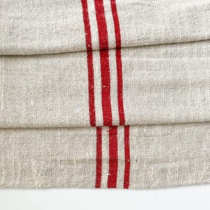 Tessuto a righe rosse per sacco di grano natalizio, tessuto antico per sacco di mangime per cucire cuscini, tessuto per tappezzeria a spina di pesce vintage, tessuto natalizio vintage R30