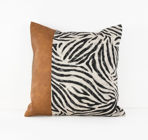 Handmade Black N White Euro Size Cushion Cover 24x24  26x26 Zebra Crossing Velvet European Sham Zebra Stripes European Pillow Animal