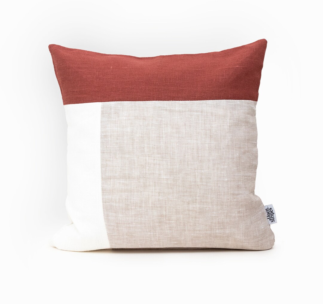 Rust Pillow Covers 24x24 Cushion Cover Rust Linen Pillow Etsy
