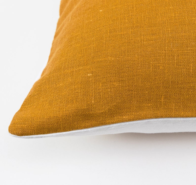 Mustard Pillow Cover. Mid Century Pillow. Organic Linen Throw Etsy