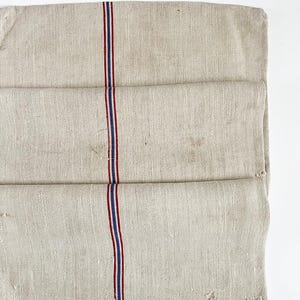 Sacco di grano a strisce blu e rosse, sacchi di mangime antichi con strisce rosse, tessuto di lino per tappezzeria in sacco di grano UK, tessuto rustico per scale UK BR4