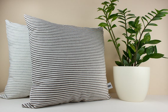 Black And White Stripe Linen Pillow Cover Decorative Throw Etsy