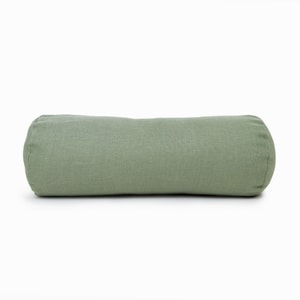 Bolster Pillow Cover Linen Bolster Cushion Cover, Neckroll Pillow Covers with Zipper Pillow Case, Green Bolster Cushion Covers UK Green