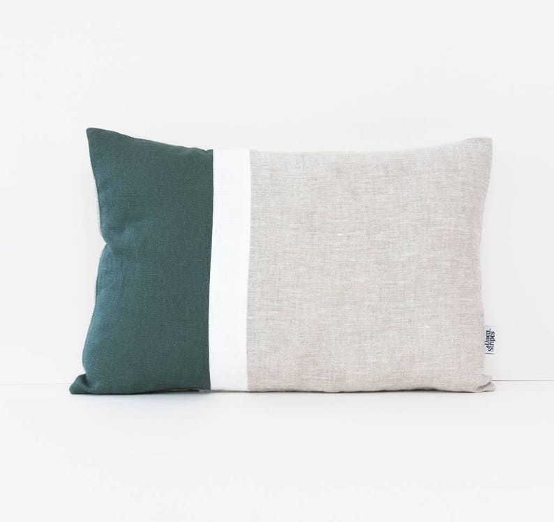 Color Block Pillow Covers Dark Green Linen Cushion Cover uk Art deco Pillow Cases Couch Forest Green Throw Pillow Covers 20x36 King Sham
