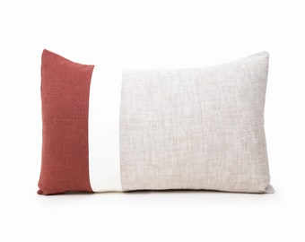 20x26 Pillow Covers Lumbar Throw Pillow Cover, Rust Cushion Cover Geometric Pillow Case Linen, Standard Pillow Cases Handmade Cushion Covers
