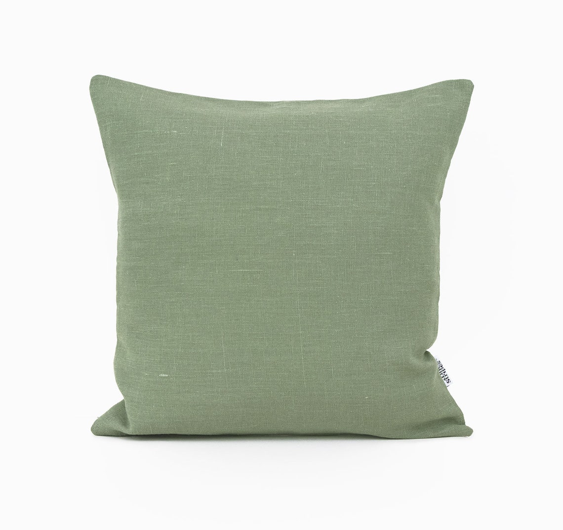 Moss Green Pillow Cover Linen Throw Pillow Covers 24x24 Linen Etsy UK